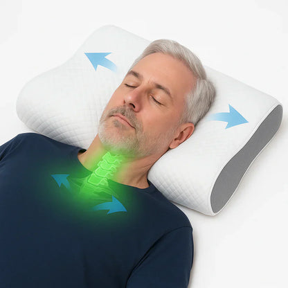 NeuroSleep™ Pro — Le seul oreiller conçu pour fonctionner avec NeuroAir : il maintient vos voies respiratoires dégagées pendant que les impulsions neuronales font leur travail.